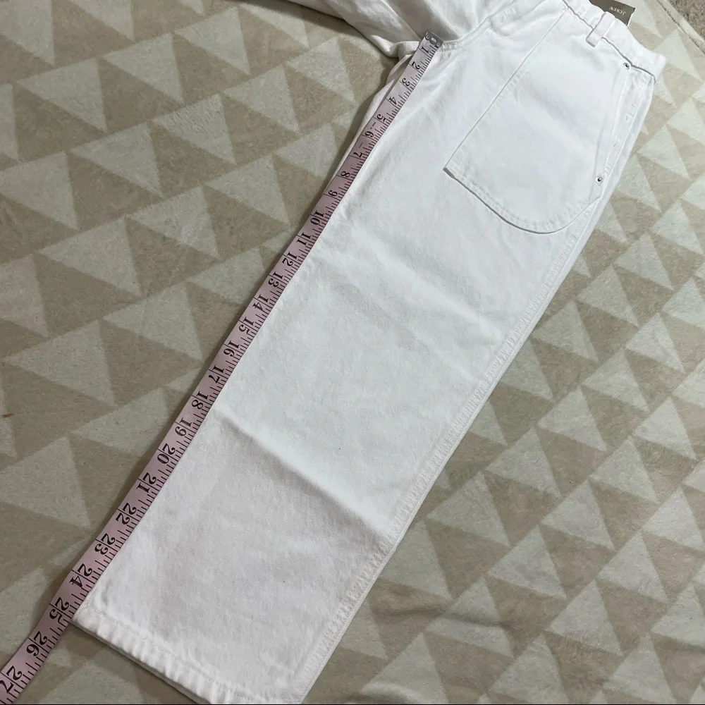 J crew high rise patch pocket straight leg jeans white